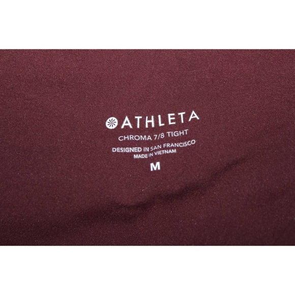 Womens Athleta Chroma 7/8 Tights Red Pink Athletic Cropped Capri Leggings Size M - Picture 4 of 7